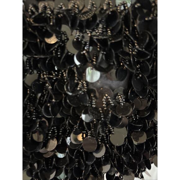 Black Sequin Evening Purse With Gold Chain Strap 7 X 6 Inches - Picture 9 of 15